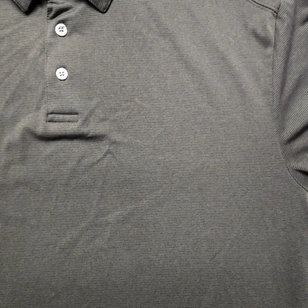 PGA Tour Shirt Long Sleeve Polo Striped Dark Green Mens Large Golf Top - Picture 2 of 8